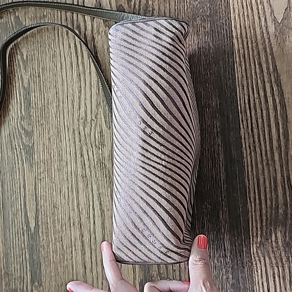 LAST DAY! Mark Cross 1845 Vintage Canvas and Leather Zebra Stripe Bag - Picture 4 of 14